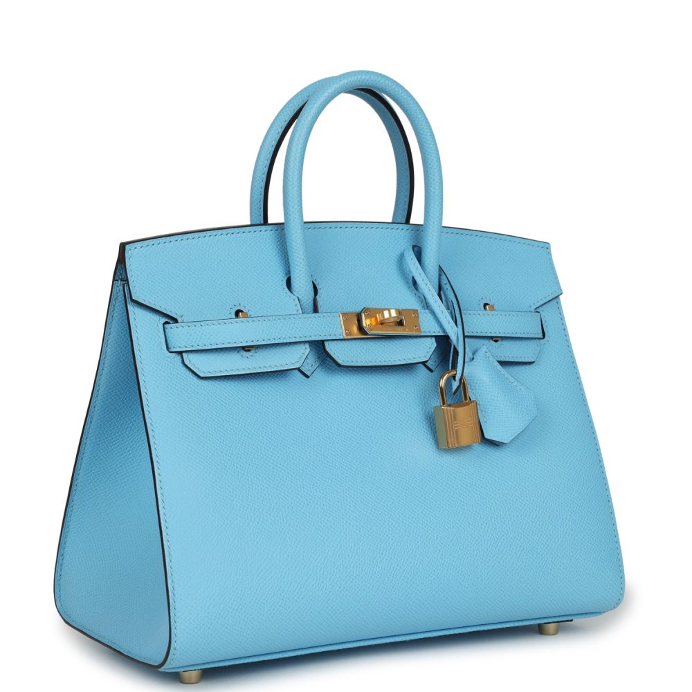 Hermes Birkin Sellier 25 Celeste Epsom Gold Hardware - Image 2