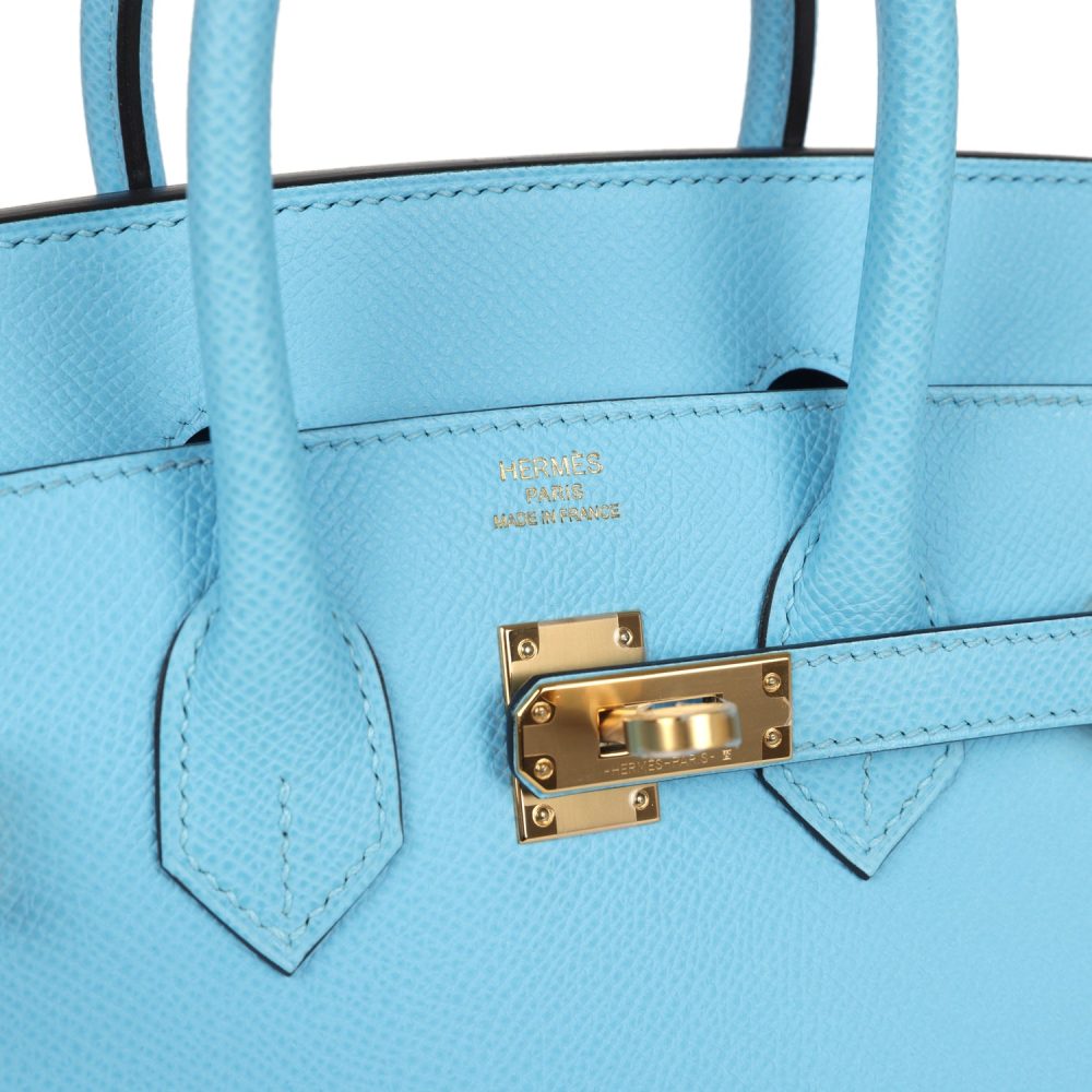 Hermes Birkin Sellier 25 Celeste Epsom Gold Hardware - Image 7