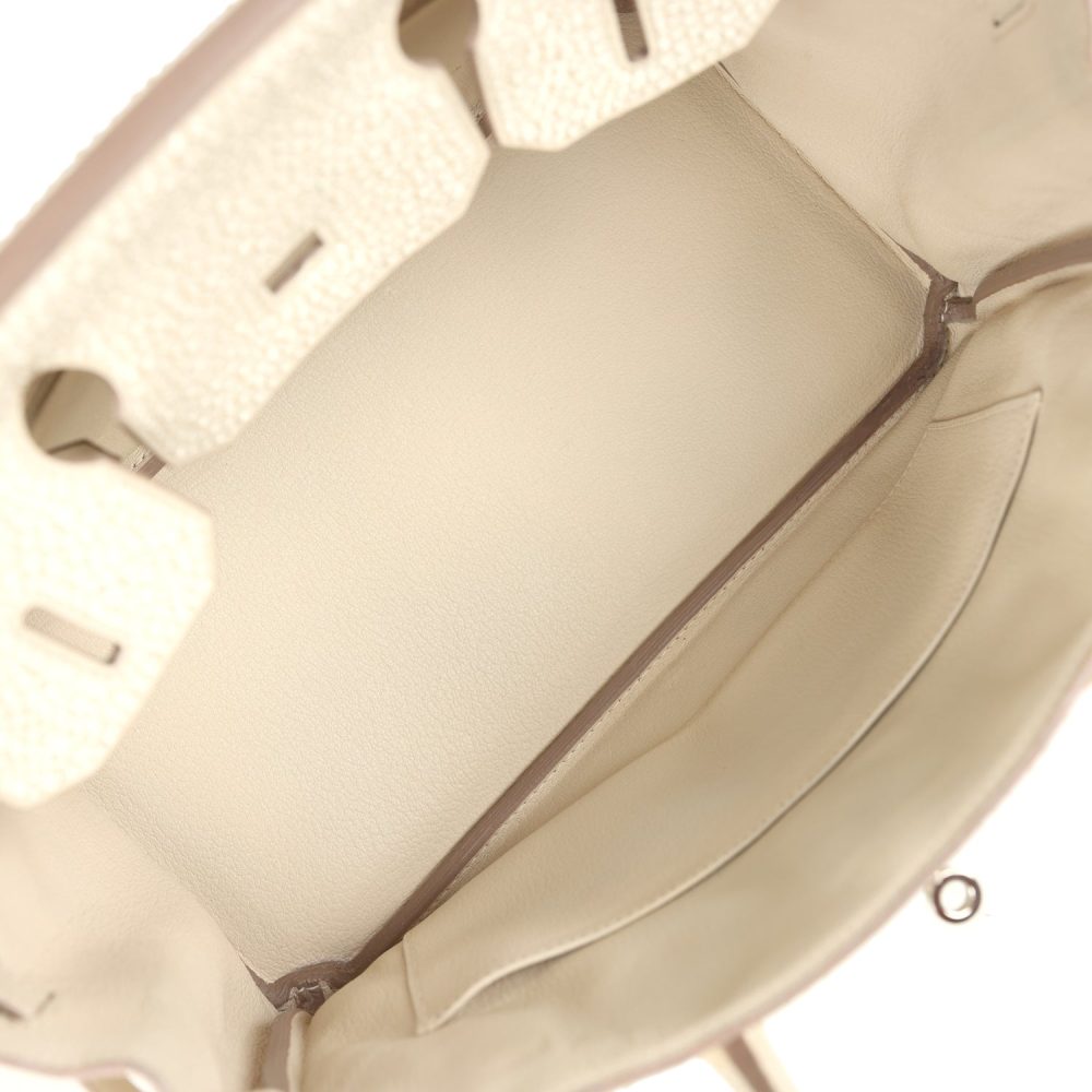 Custom "Paradise" Swarovski Crystal Hermes Birkin 30 Craie Togo Palladium Hardware - Image 8