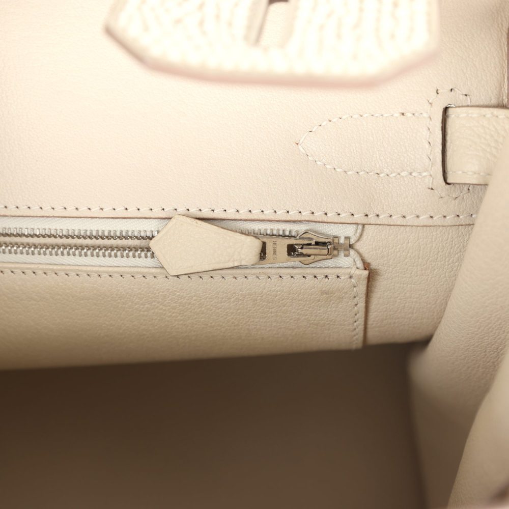 Custom "Paradise" Swarovski Crystal Hermes Birkin 30 Craie Togo Palladium Hardware - Image 9