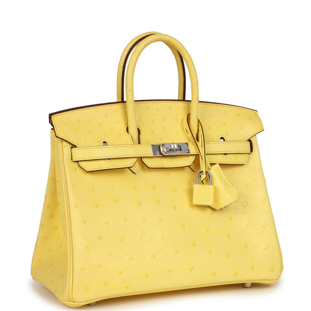 Hermes Birkin 25 Jaune Citron Ostrich Palladium Hardware - Image 2