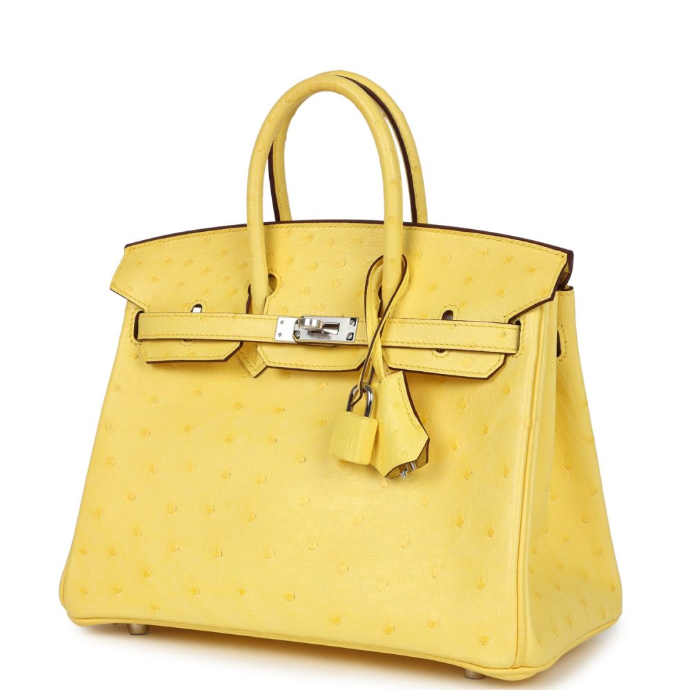 Hermes Birkin 25 Jaune Citron Ostrich Palladium Hardware - Image 5
