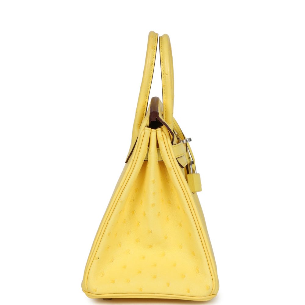 Hermes Birkin 25 Jaune Citron Ostrich Palladium Hardware - Image 3