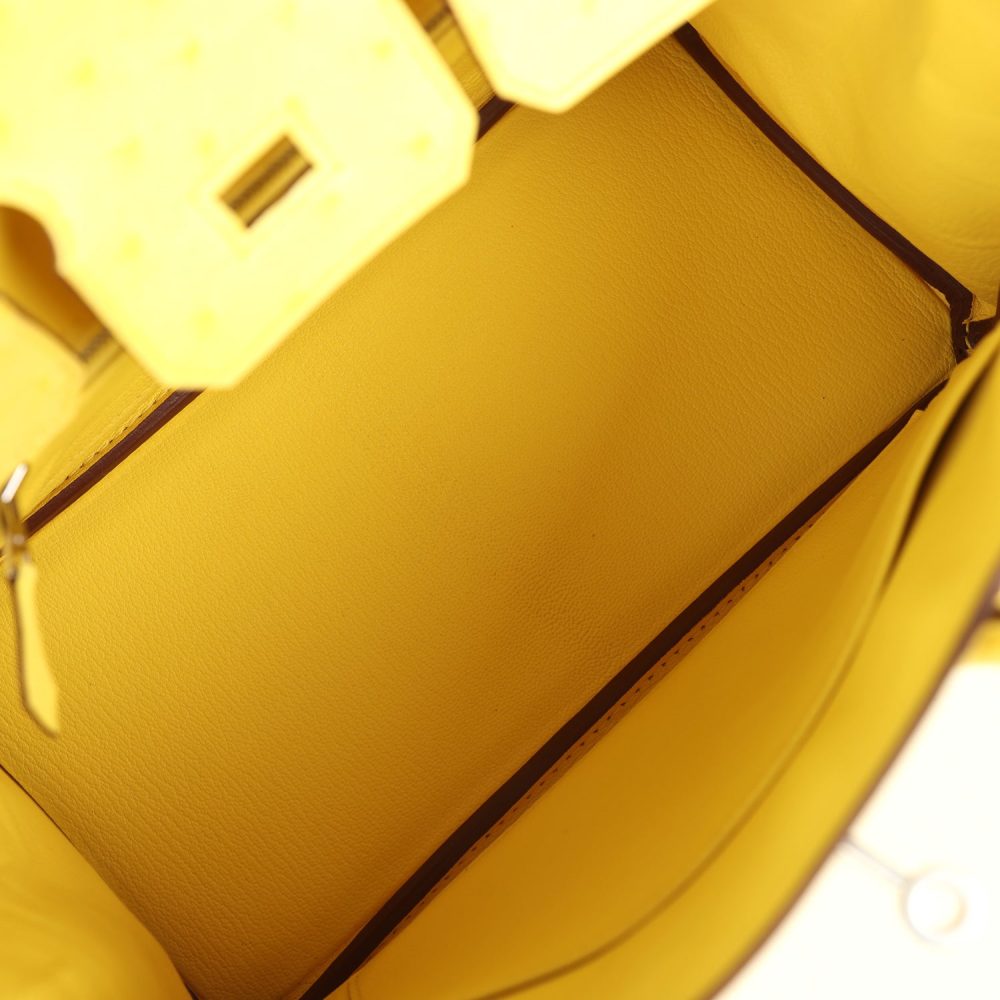 Hermes Birkin 25 Jaune Citron Ostrich Palladium Hardware - Image 8
