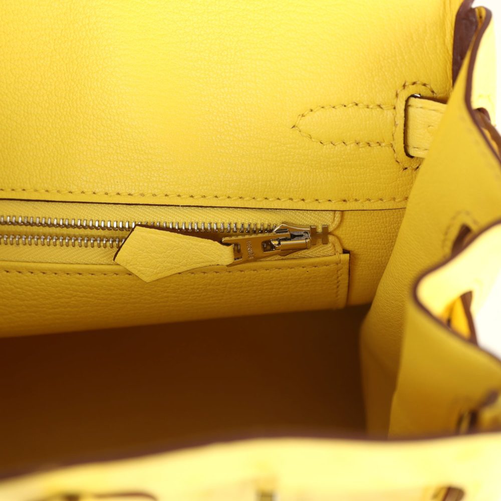 Hermes Birkin 25 Jaune Citron Ostrich Palladium Hardware - Image 9