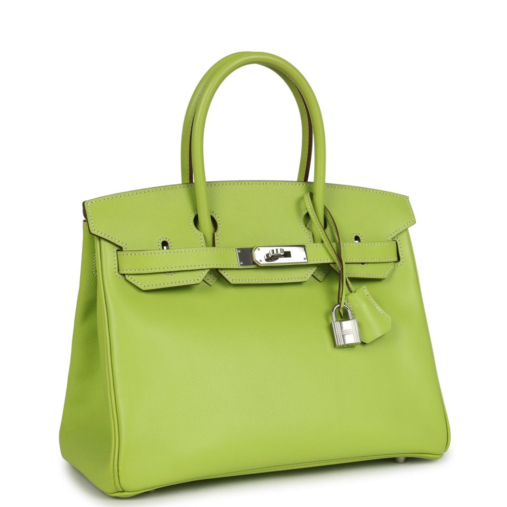 Pre-owned Hermes Birkin 30 Kiwi Candy Epsom Palladium Hardware - Image 2