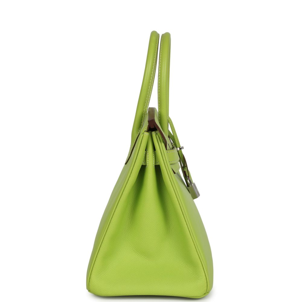 Pre-owned Hermes Birkin 30 Kiwi Candy Epsom Palladium Hardware - Image 3