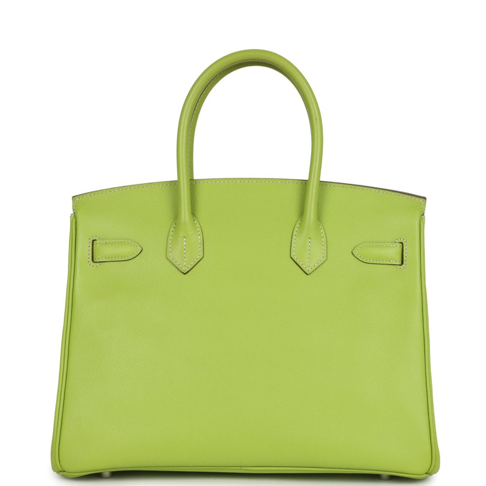 Pre-owned Hermes Birkin 30 Kiwi Candy Epsom Palladium Hardware - Image 4