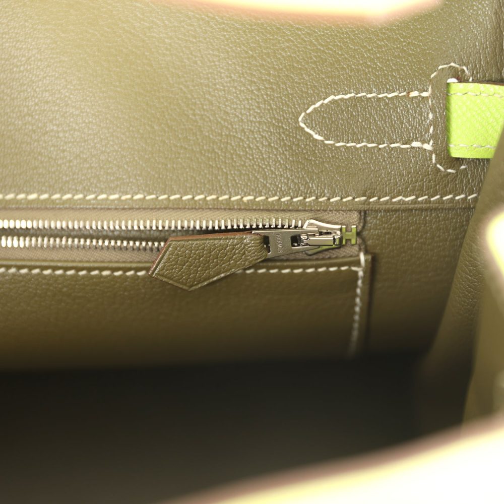 Pre-owned Hermes Birkin 30 Kiwi Candy Epsom Palladium Hardware - Image 9