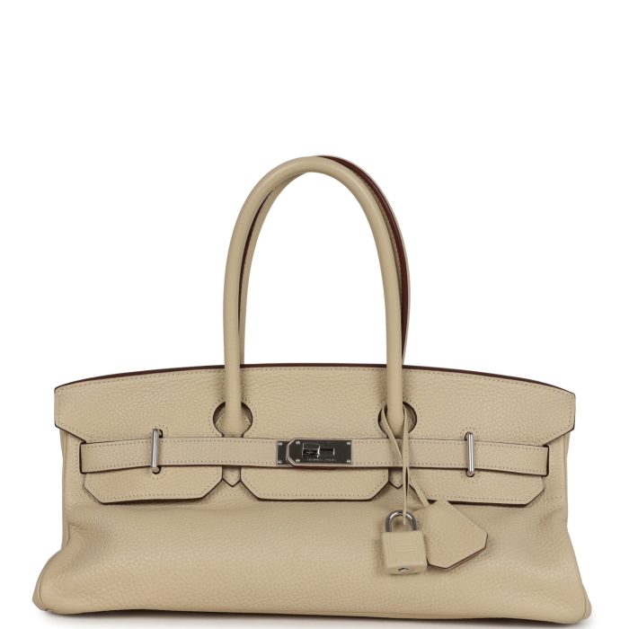 Vintage Hermes Shoulder Birkin 42 JPG Parchemin Clemence Palladium Hardware