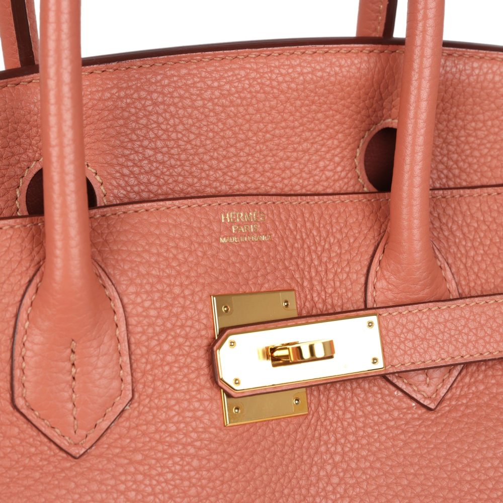 Pre-owned Hermes Birkin 30 Crevette Clemence Gold Hardware - Image 7