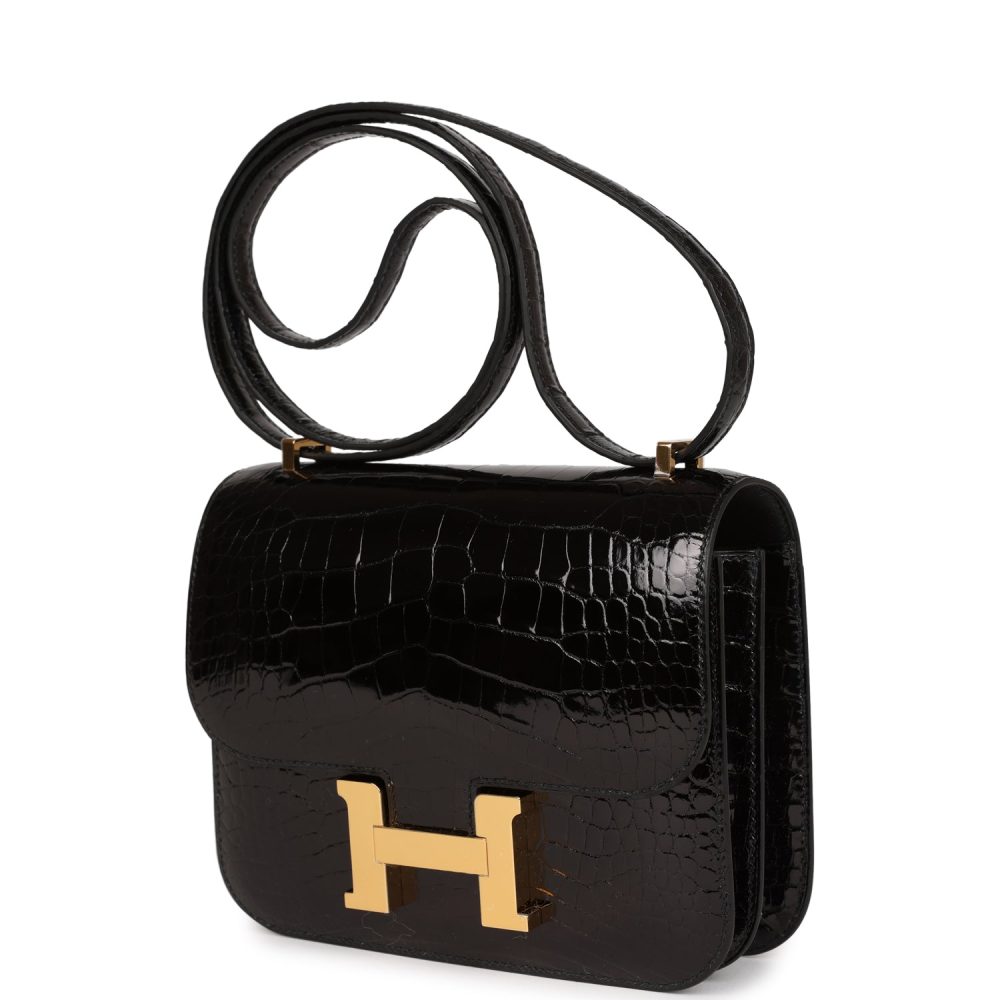 Hermes Constance 18 Black Shiny Alligator Gold Hardware - Image 5