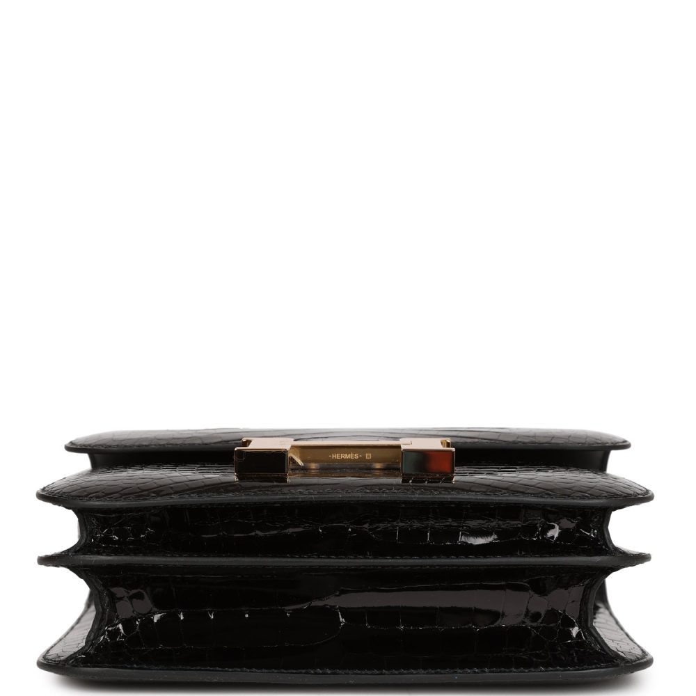 Hermes Constance 18 Black Shiny Alligator Gold Hardware - Image 6