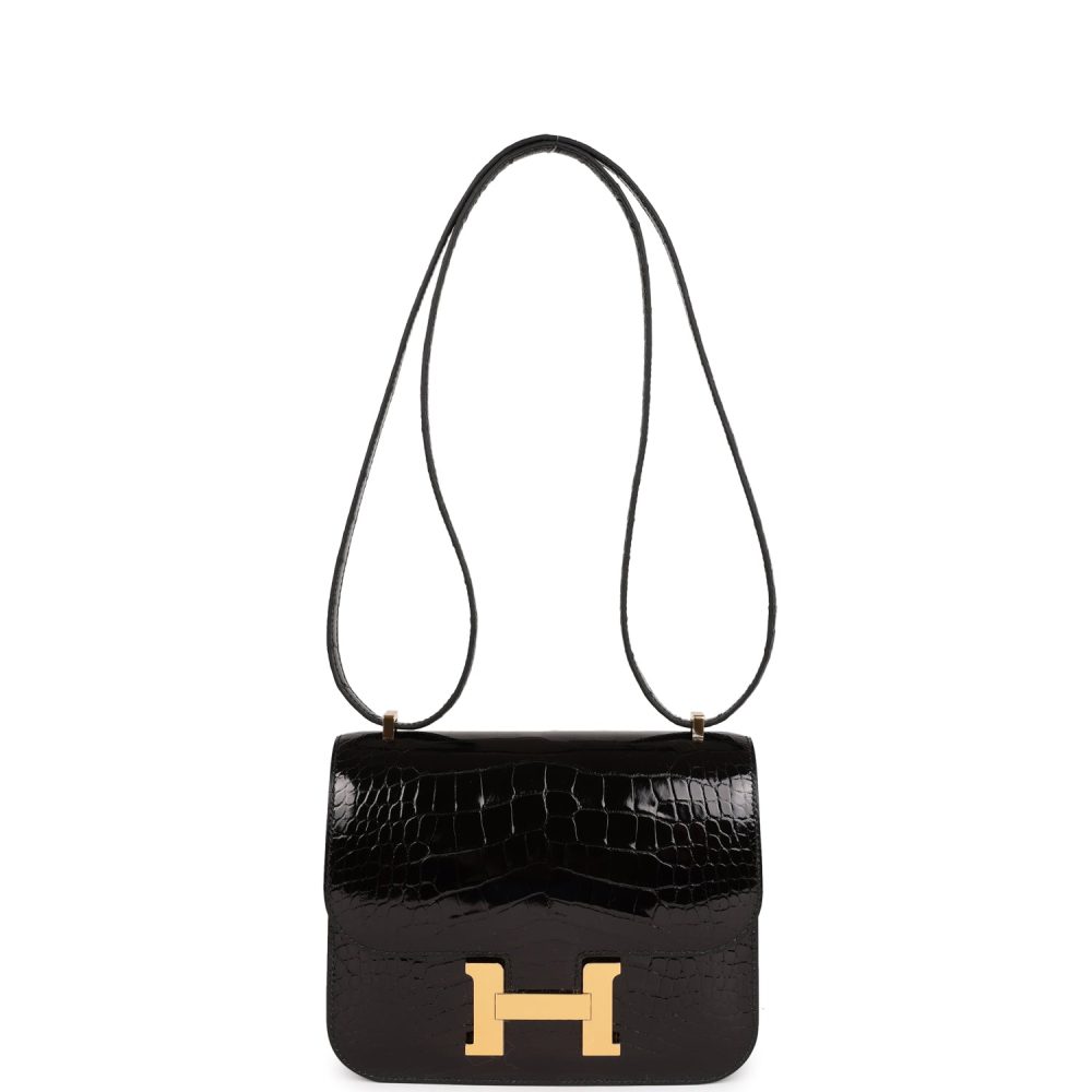 Hermes Constance 18 Black Shiny Alligator Gold Hardware - Image 7