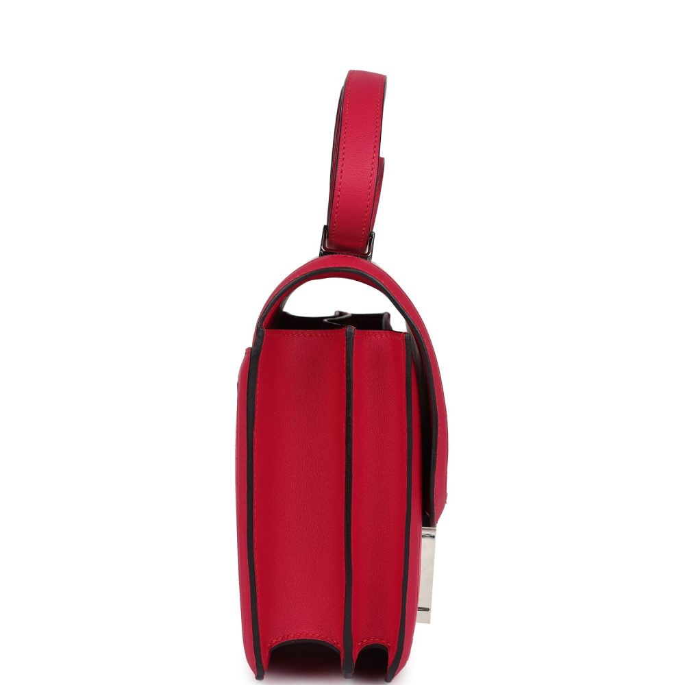 Pre-owned Hermes Constance 24 Rose Shocking and Ecru Toile H Berline and Framboise Swift Palladium Hardware - Image 3