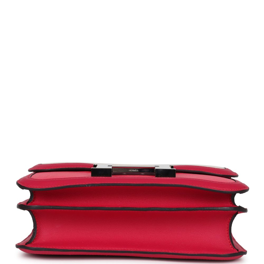 Pre-owned Hermes Constance 24 Rose Shocking and Ecru Toile H Berline and Framboise Swift Palladium Hardware - Image 6