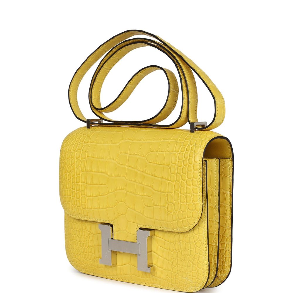 Hermes Constance 18 Mimosa Matte Alligator Palladium Hardware - Image 5