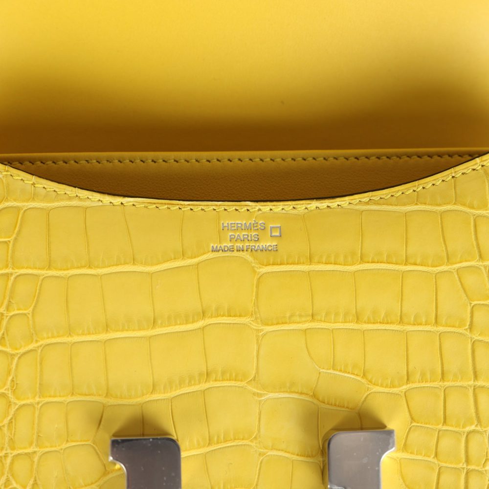 Hermes Constance 18 Mimosa Matte Alligator Palladium Hardware - Image 8