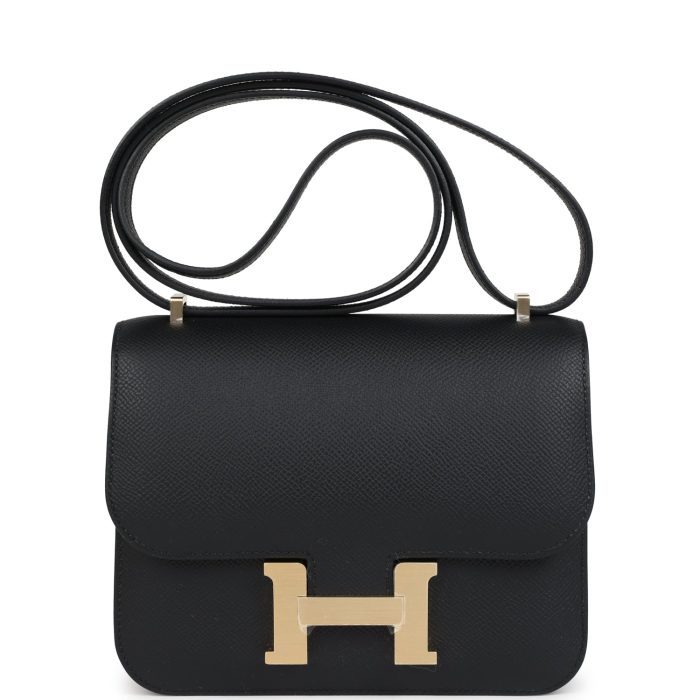 Hermes Constance 18 Black Epsom Brushed Gold Hardware