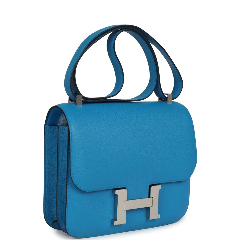 Pre-owned Hermes Constance 24 Bleu Zanzibar Evercolor Palladium Hardware - Image 2