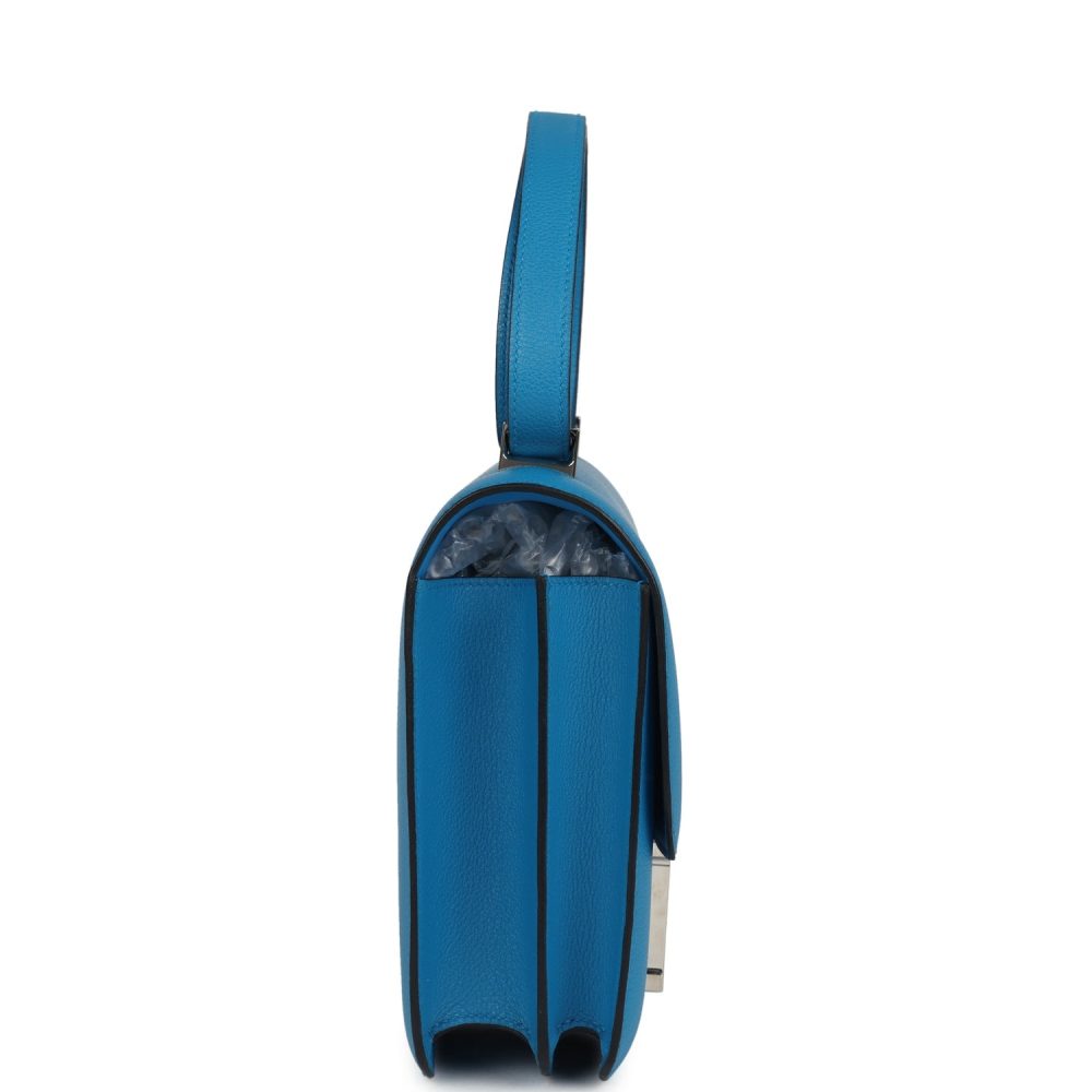 Pre-owned Hermes Constance 24 Bleu Zanzibar Evercolor Palladium Hardware - Image 3