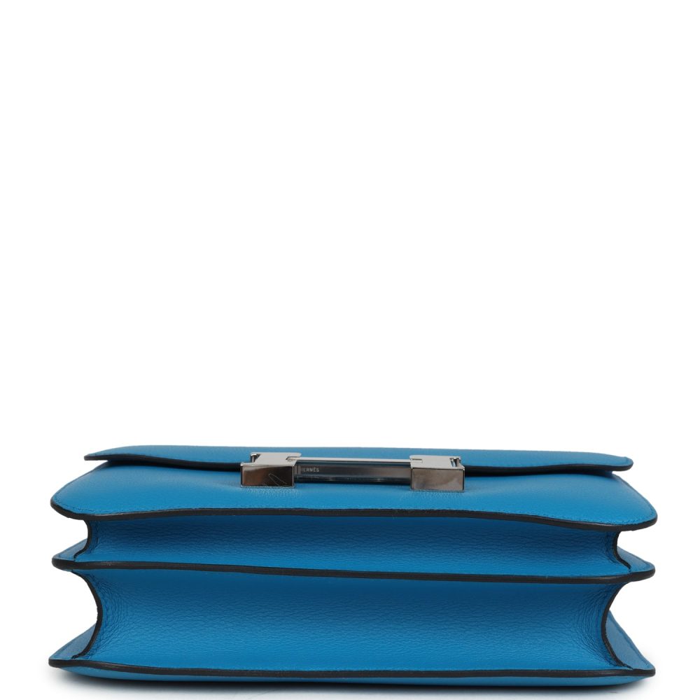 Pre-owned Hermes Constance 24 Bleu Zanzibar Evercolor Palladium Hardware - Image 6