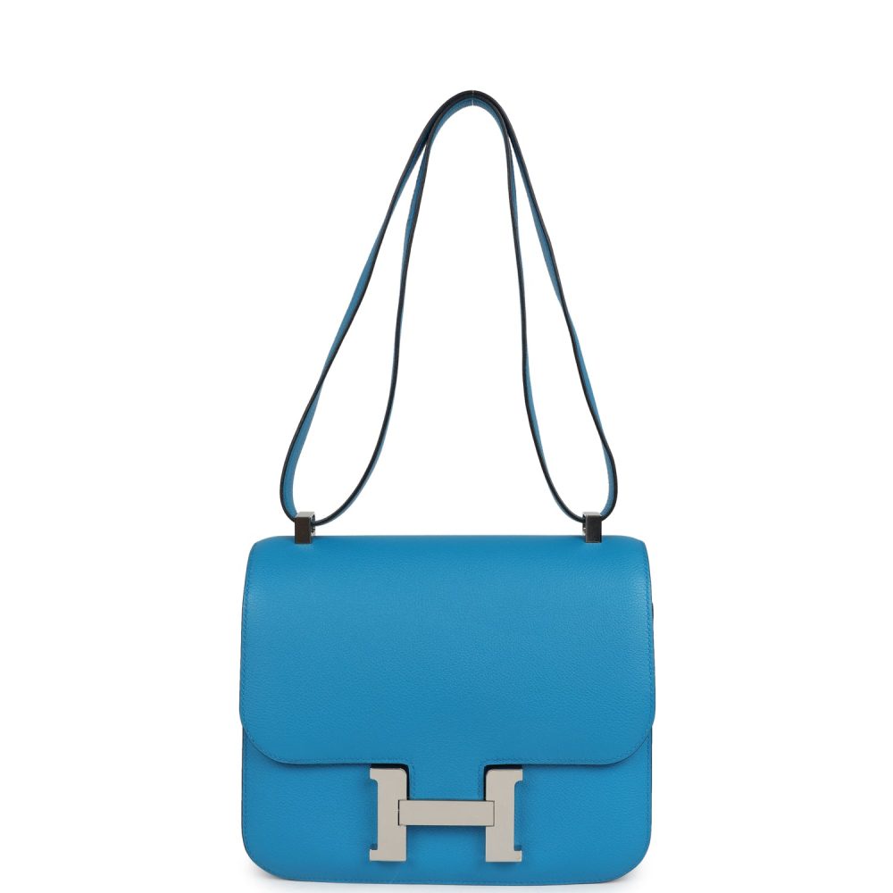 Pre-owned Hermes Constance 24 Bleu Zanzibar Evercolor Palladium Hardware - Image 7