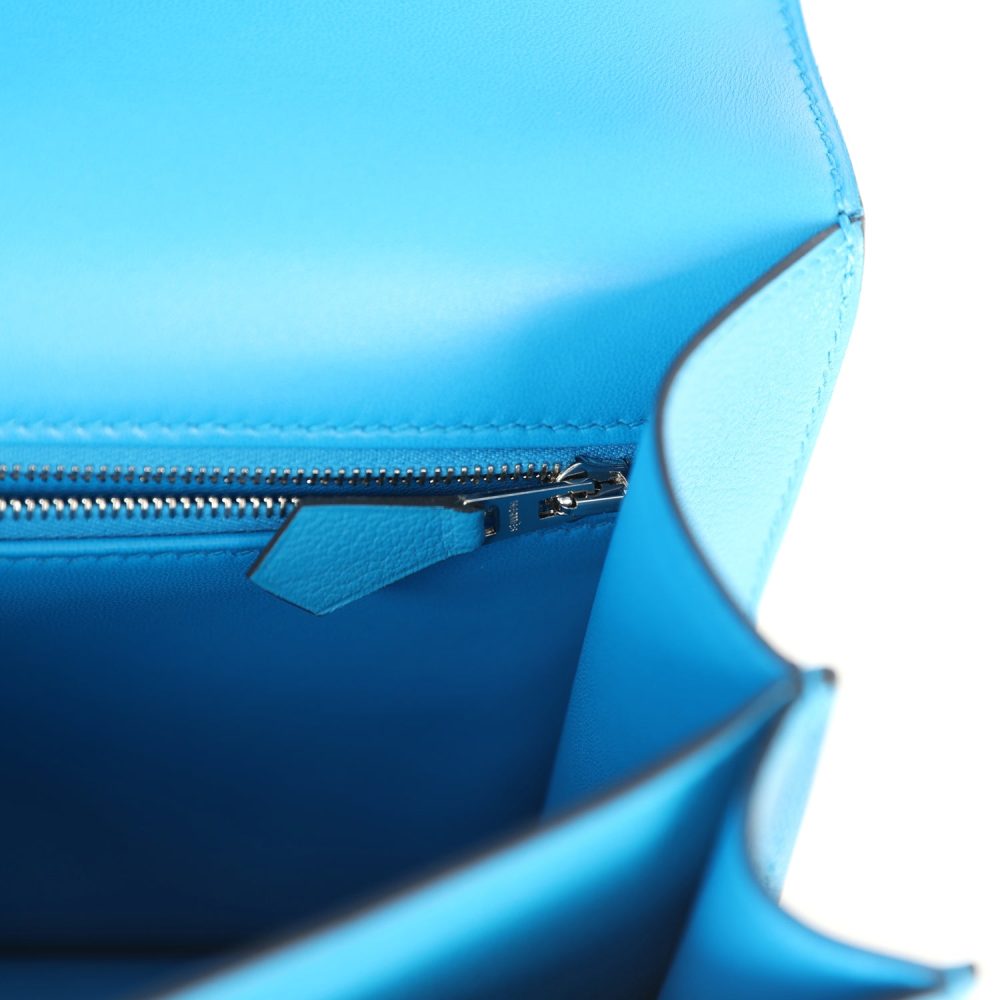 Pre-owned Hermes Constance 24 Bleu Zanzibar Evercolor Palladium Hardware - Image 10