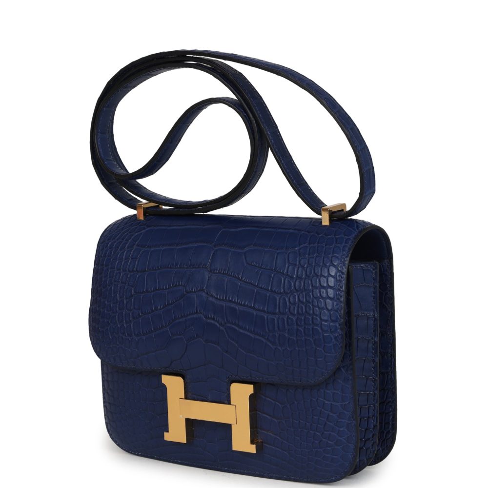 Hermes Constance 18 Bleu Saphir Matte Alligator Gold Hardware - Image 5