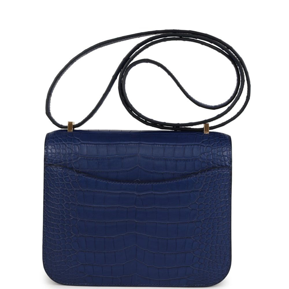 Hermes Constance 18 Bleu Saphir Matte Alligator Gold Hardware - Image 4