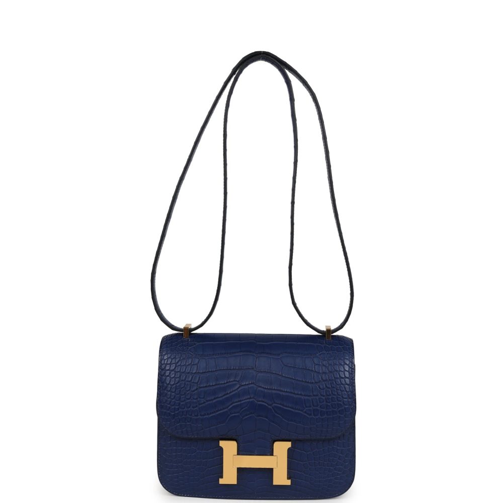 Hermes Constance 18 Bleu Saphir Matte Alligator Gold Hardware - Image 7
