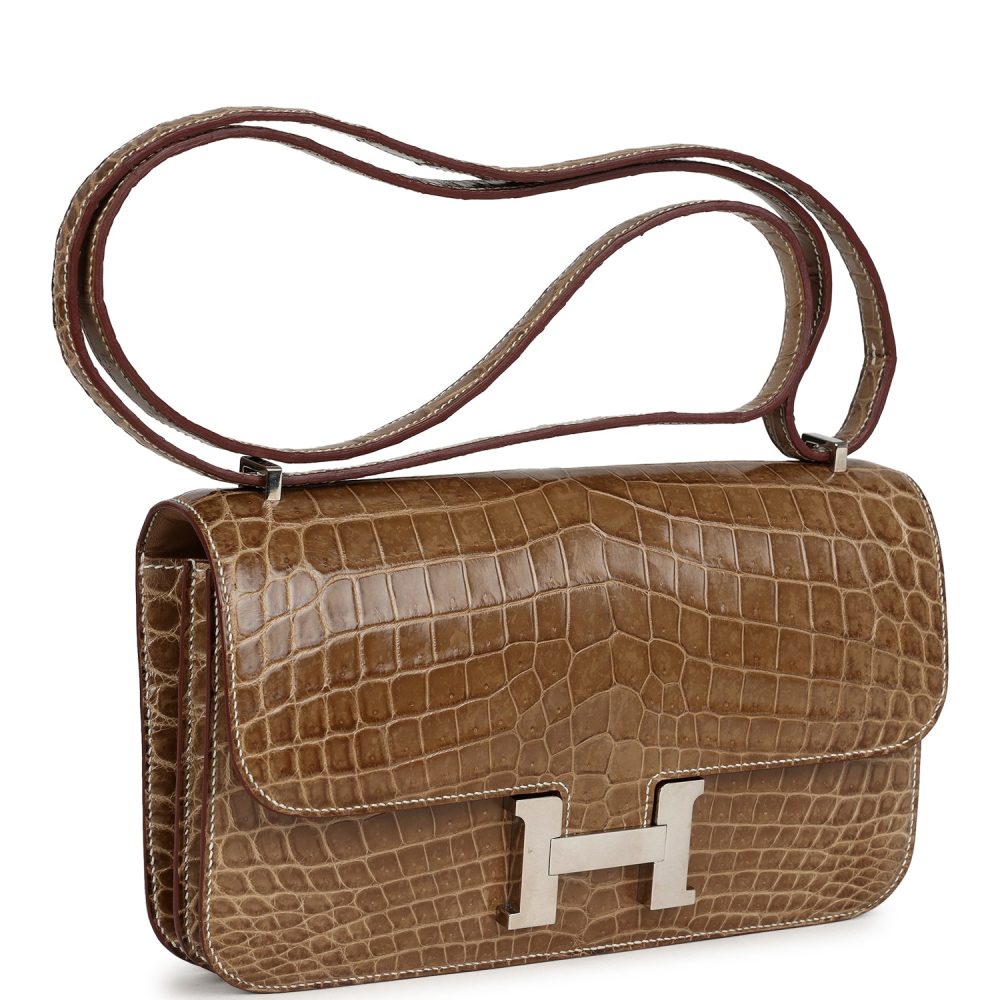 Pre-owned Hermes Constance Elan Ficelle Shiny Niloticus Crocodile Palladium Hardware - Image 2