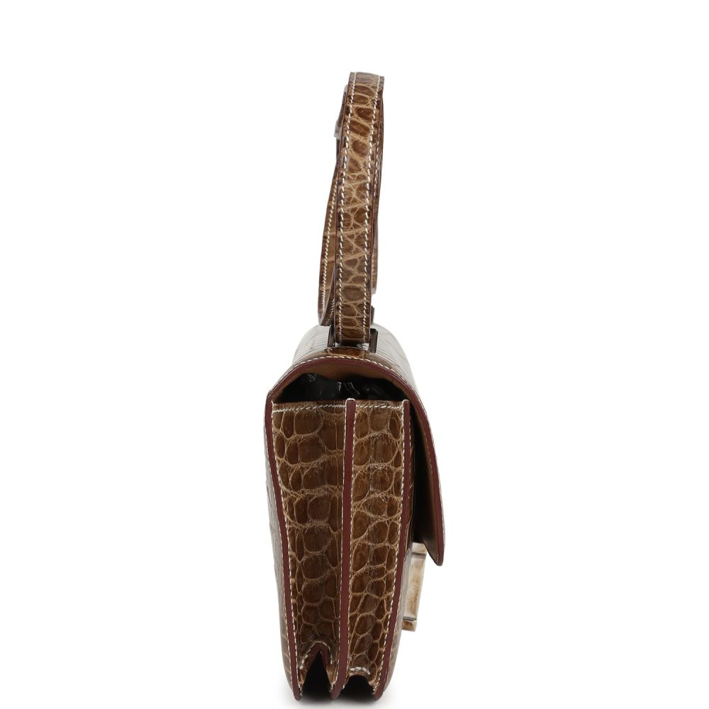 Pre-owned Hermes Constance Elan Ficelle Shiny Niloticus Crocodile Palladium Hardware - Image 3