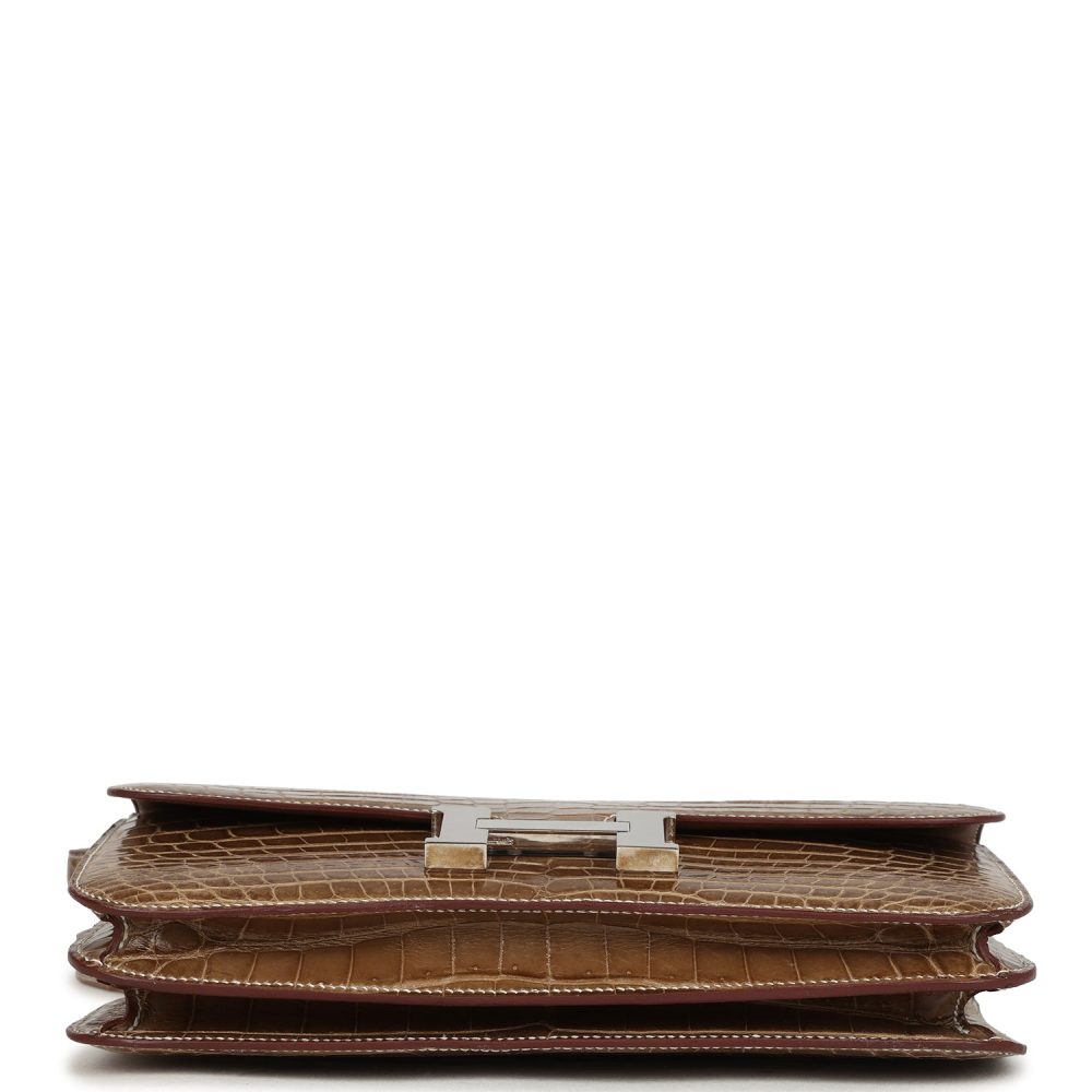 Pre-owned Hermes Constance Elan Ficelle Shiny Niloticus Crocodile Palladium Hardware - Image 6