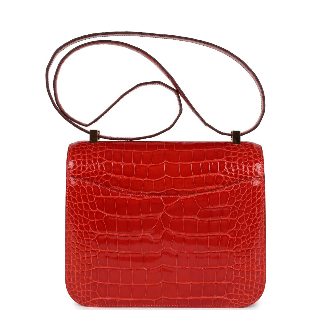 Pre-owned Hermes Constance 24 Geranium Shiny Alligator Gold Hardware - Image 4
