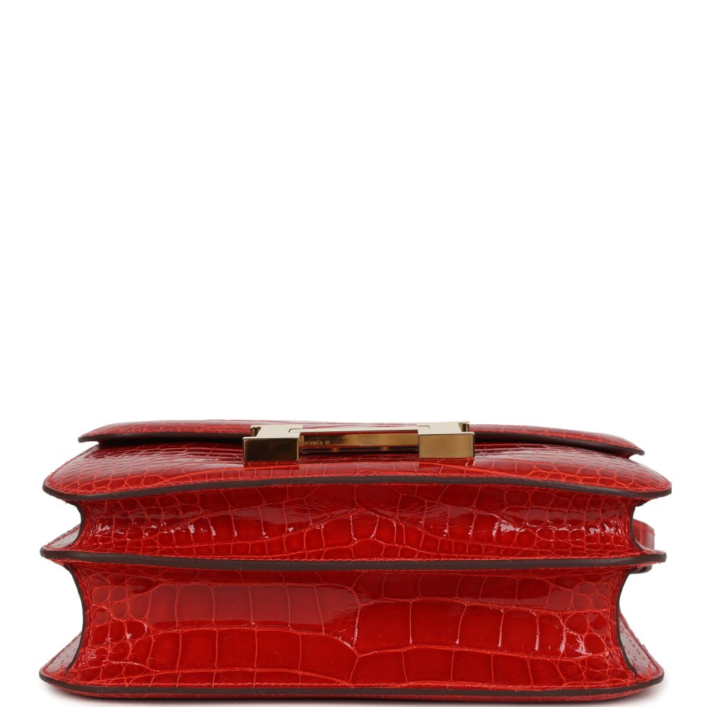 Pre-owned Hermes Constance 24 Geranium Shiny Alligator Gold Hardware - Image 6