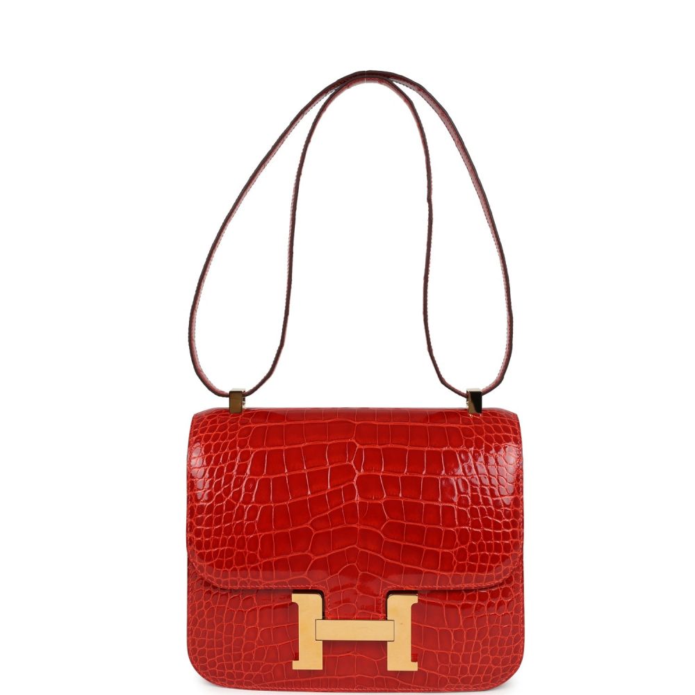 Pre-owned Hermes Constance 24 Geranium Shiny Alligator Gold Hardware - Image 7
