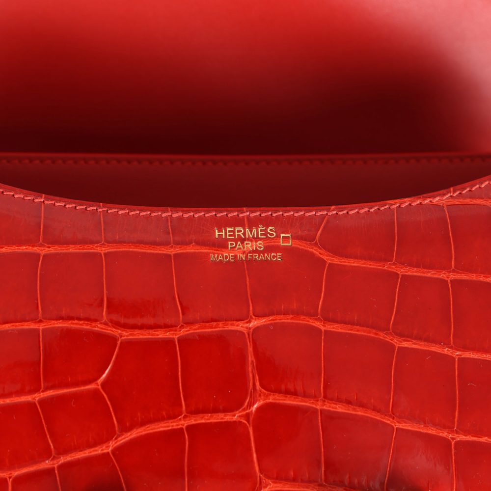 Pre-owned Hermes Constance 24 Geranium Shiny Alligator Gold Hardware - Image 8