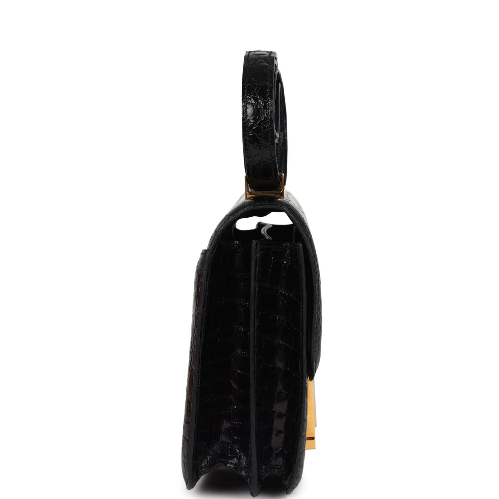Pre-owned Hermes Constance 24 Black Shiny Niloticus Crocodile Gold Hardware - Image 3