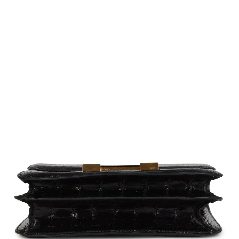 Pre-owned Hermes Constance 24 Black Shiny Niloticus Crocodile Gold Hardware - Image 6
