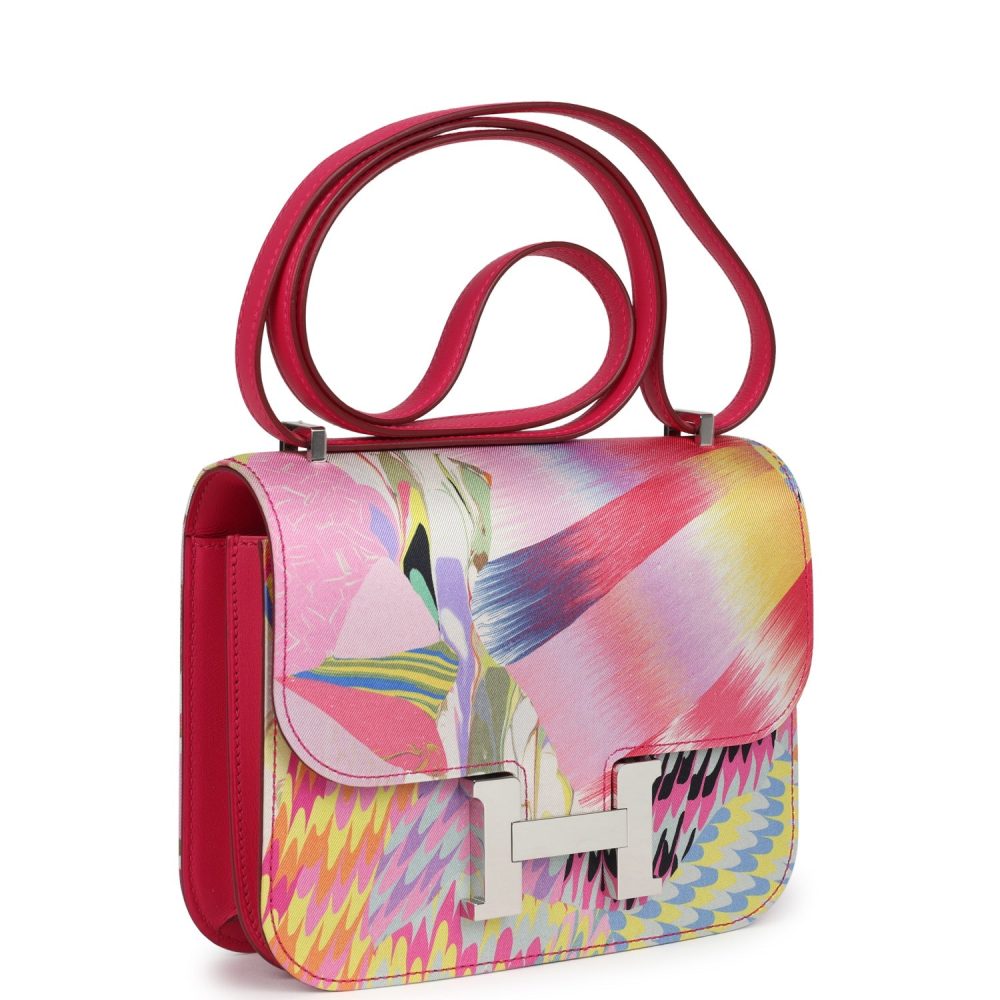 Pre-owned Hermes Constance 18 "Marble Silk" Rose Mexico Swift Palladium Hardware - Image 2