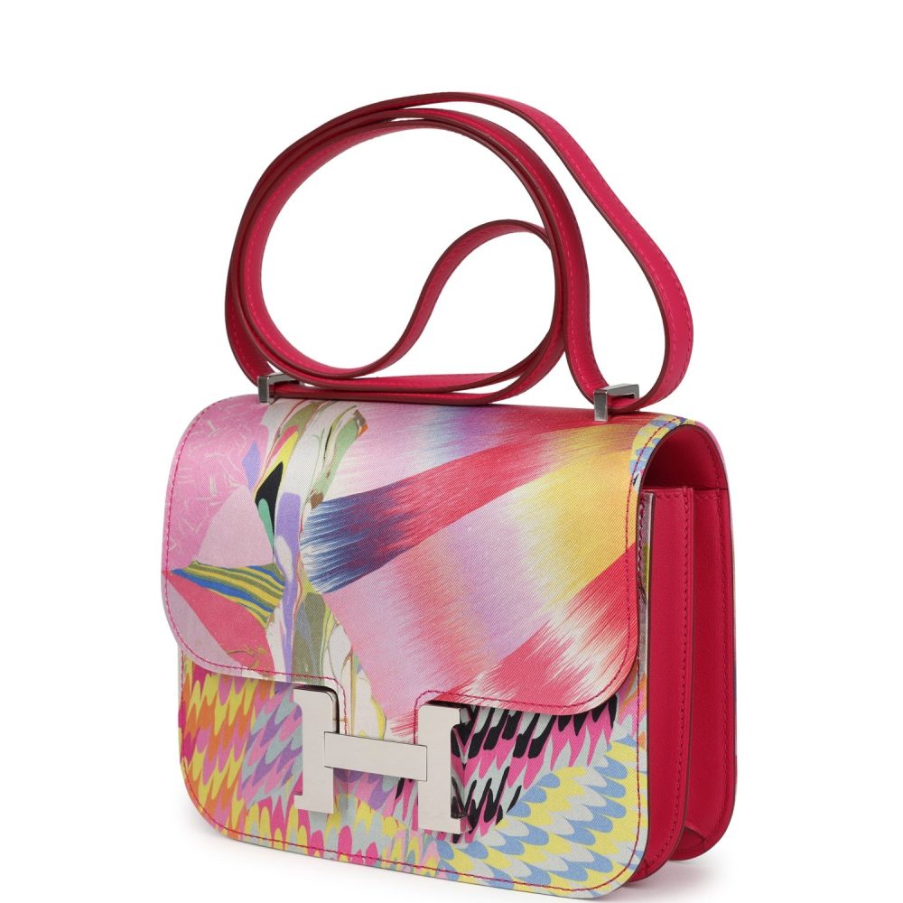 Pre-owned Hermes Constance 18 "Marble Silk" Rose Mexico Swift Palladium Hardware - Image 5