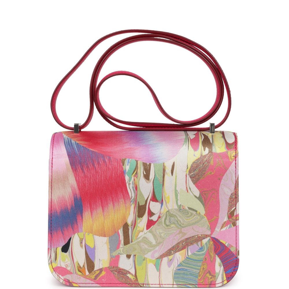 Pre-owned Hermes Constance 18 "Marble Silk" Rose Mexico Swift Palladium Hardware - Image 4