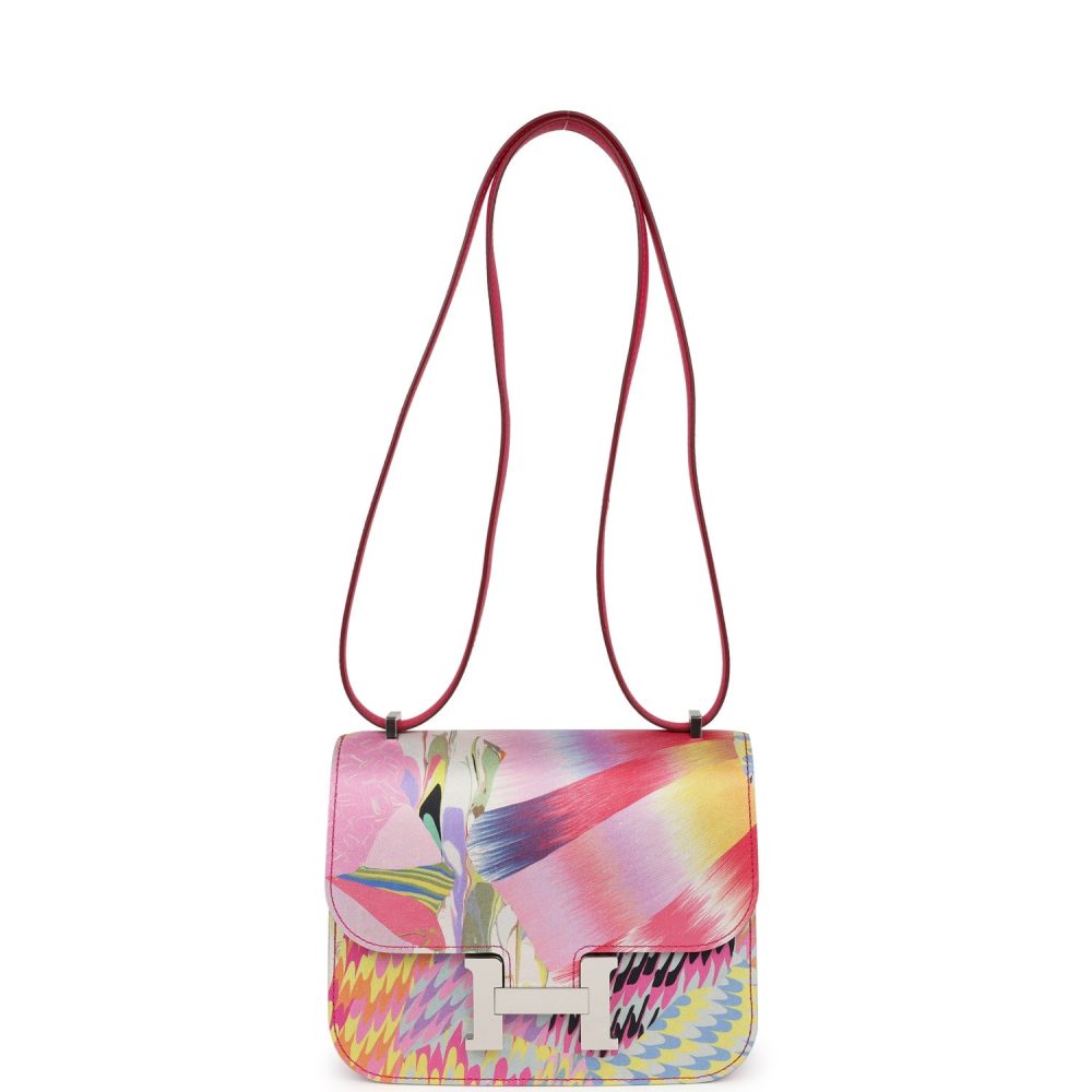 Pre-owned Hermes Constance 18 "Marble Silk" Rose Mexico Swift Palladium Hardware - Image 7