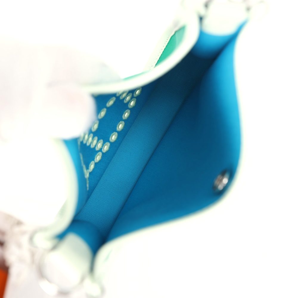 Hermes Neo Evelyne TPM Menthe Officier Canvas and Vert Fizz Swift Palladium Hardware - Image 8