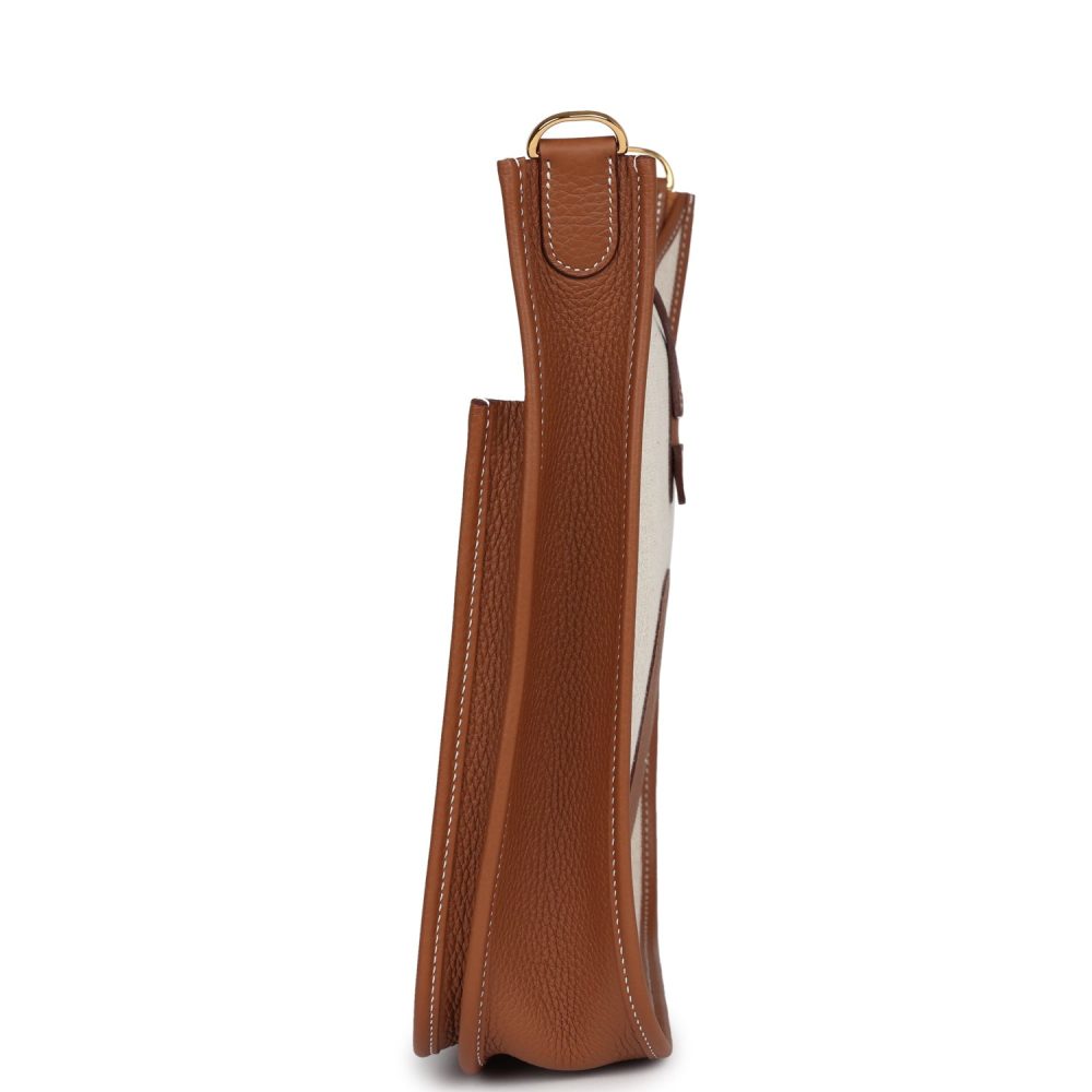 Hermes Evelyne III PM Gold Clemence and Ecru Toile H Canvas Gold Hardware - Image 3