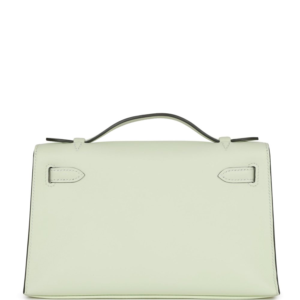 Hermes Kelly Pochette Vert Fizz Swift Palladium Hardware - Image 4