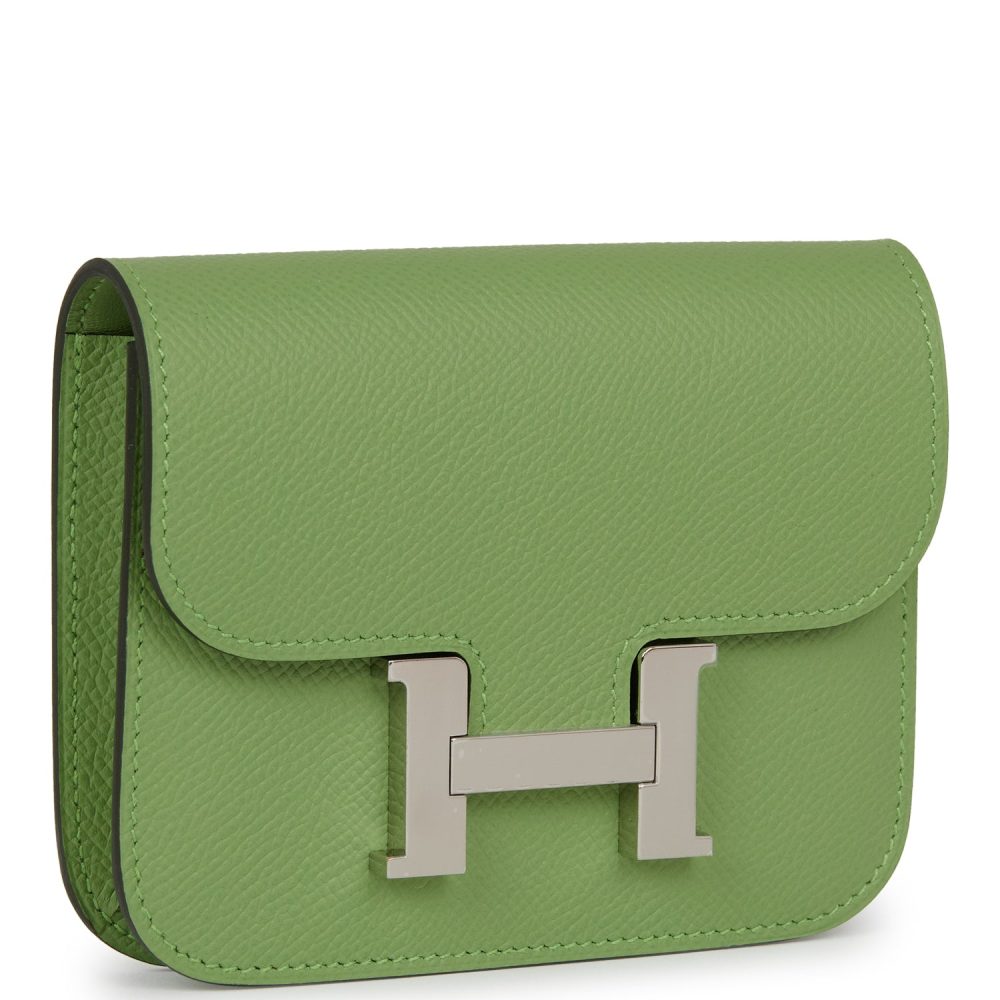 Hermes Constance Slim Wallet Vert Criquet Epsom Palladium Hardware - Image 2
