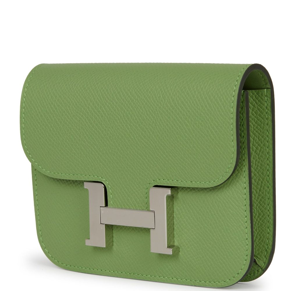 Hermes Constance Slim Wallet Vert Criquet Epsom Palladium Hardware - Image 5