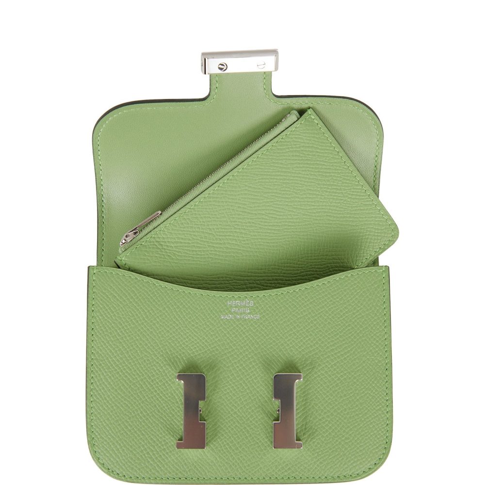Hermes Constance Slim Wallet Vert Criquet Epsom Palladium Hardware - Image 8